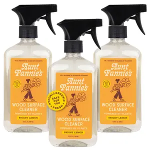 Aunt Fannie's All Purpose Household Wood Spray Cleaner, No-Wax Formula, Perfect for Wood Tables, Walls, Counters & Shelves, 16.9 Ounces, Lemon Scent (Pack of 3)