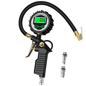LED Backlight Vehicle Tester Car EU Tire Air Pressure Inflator Gauge Inflation Monitoring Manometer Digital LCD Display, Automotive Vehicle Tool