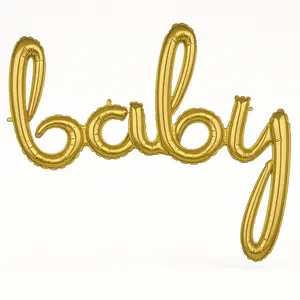 Gold Script "Baby" Air-Filled Foil Balloon