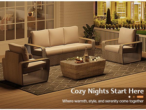 AMERLIFE Modern Large Patio Furniture Sets, PE Rattan Patio Couch and 2 Wicker Chairs with Irregular Design, Outdoor Furniture Sets for Backyard, Patio, Garden/Best Gift Ideas/Christmas Gifts AMERLIFE Modern Large Patio Furniture Sets, PE Rattan Patio Couch and 2 Wicker Chairs with Irregular Design, Outdoor Furniture Sets for Backyard, Patio, Garden/Best Gift Ideas/Christmas Gifts