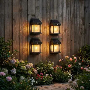 Solar Motion Sensor Wall Lights – IP65 Waterproof, Ideal for Courtyard, Villa, or Pathway. Features 3 Lighting Modes, Charges by Day, Turns on with Motion at Night, No Wiring Needed (Black Modern Design), #summervibes