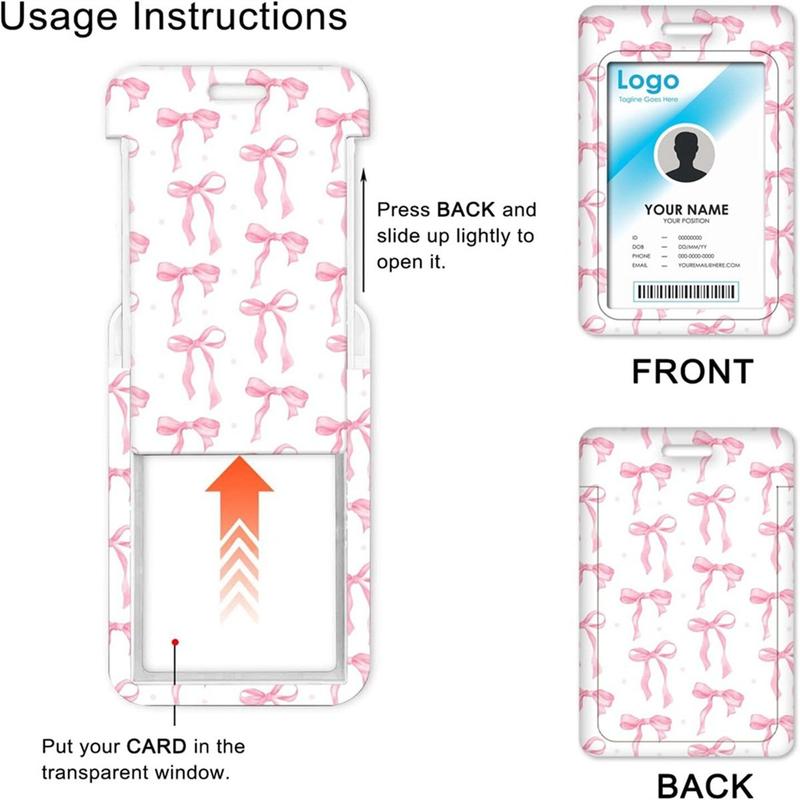 Badge Holder Retractable Clip with Lanyard,Bow Print Lanyard with ID Holder,Breakaway Lanyards for ID Badges for Women for Christmas New Year Home Use