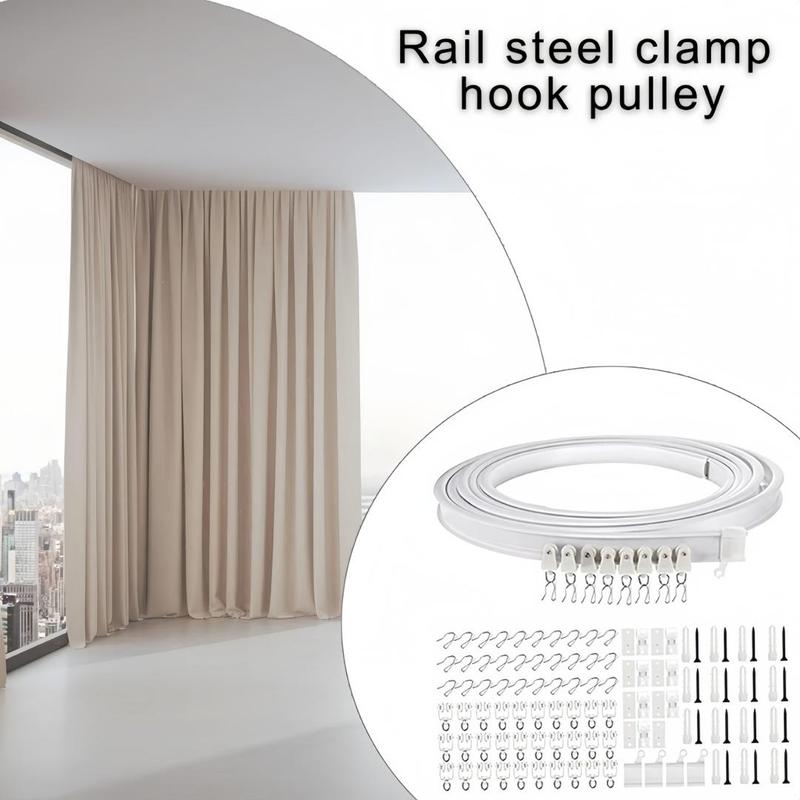Flexible Curtain Track Kit, 5m Curtain Rail with Accessories, Adjustable Curtain Rods, Curtain Rod Bracket, Easy To Install Curtain Rail System for Home and Hospital Use