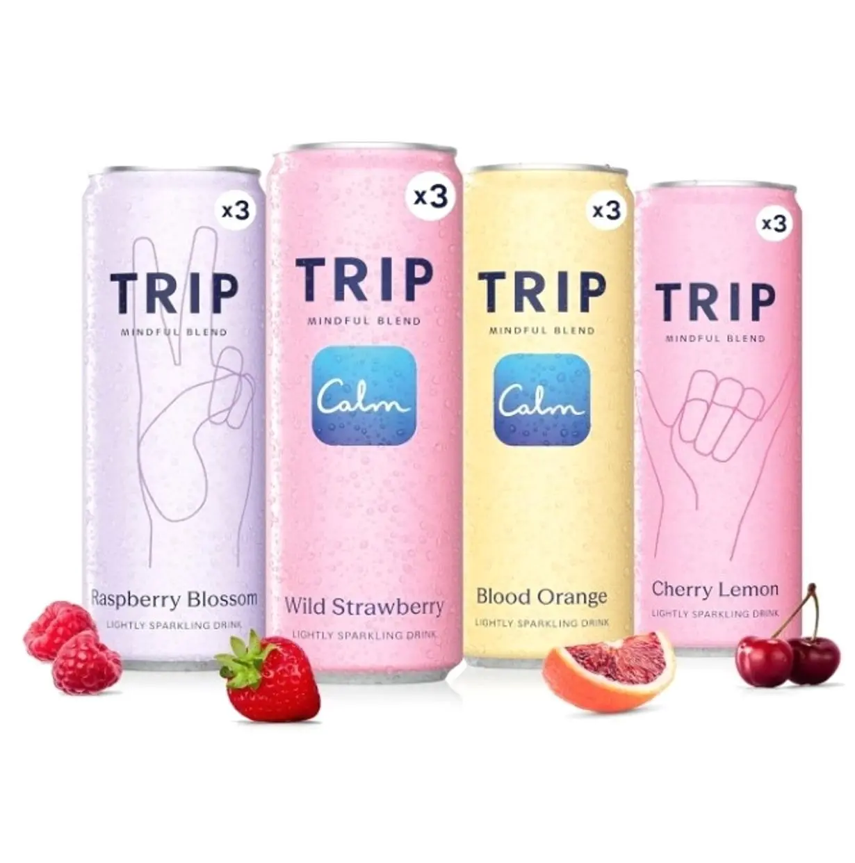 TRIP Lightly Sparkling Adaptogen Seltzer, Non-Alcoholic Mocktail with Magnesium, Ashwagandha, Lions Mane & L Theanine, No Added Sugar, Vegan, Citrus Berry Variety Pack, 12 Oz, 12Pk