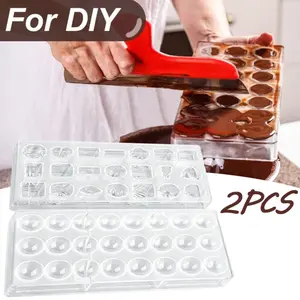 2 Pieces Chocolate Moulds Polycarbonate 2 Styles Chocolate Mold for Chocolate Candy Pudding Pastry Making