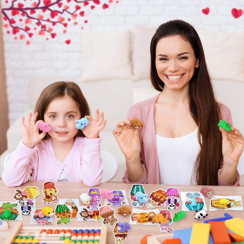 30 Pack Valentine’s Day Mochi Squishies with Cards for Kids – Mini Animal Squishy Stress Relief Toys, Valentine Party Favors for Classroom Exchange & School Gifts