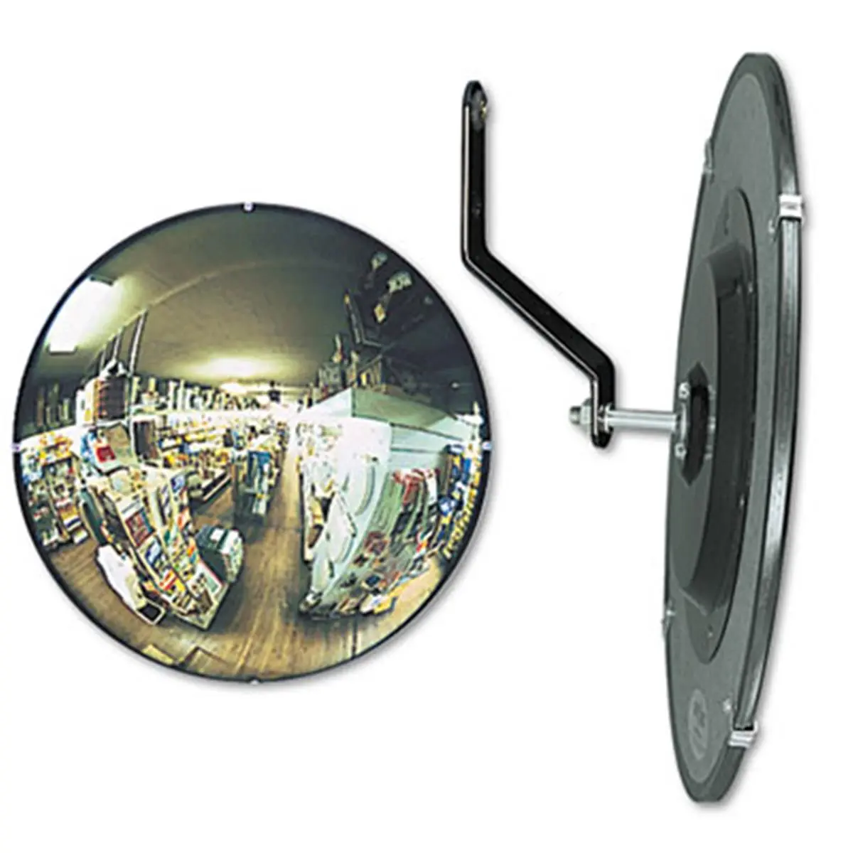 26 in. Dia. Secure Glass Convex Security Mirror - 160-Degree Wide Angle, Adjustable, with Mounting Brackets, Anti-Theft, for Car Exterior Wide View Blind Spot Side Mirror Folding Kits, Monitor Production Areas, Eliminate Blind Intersections