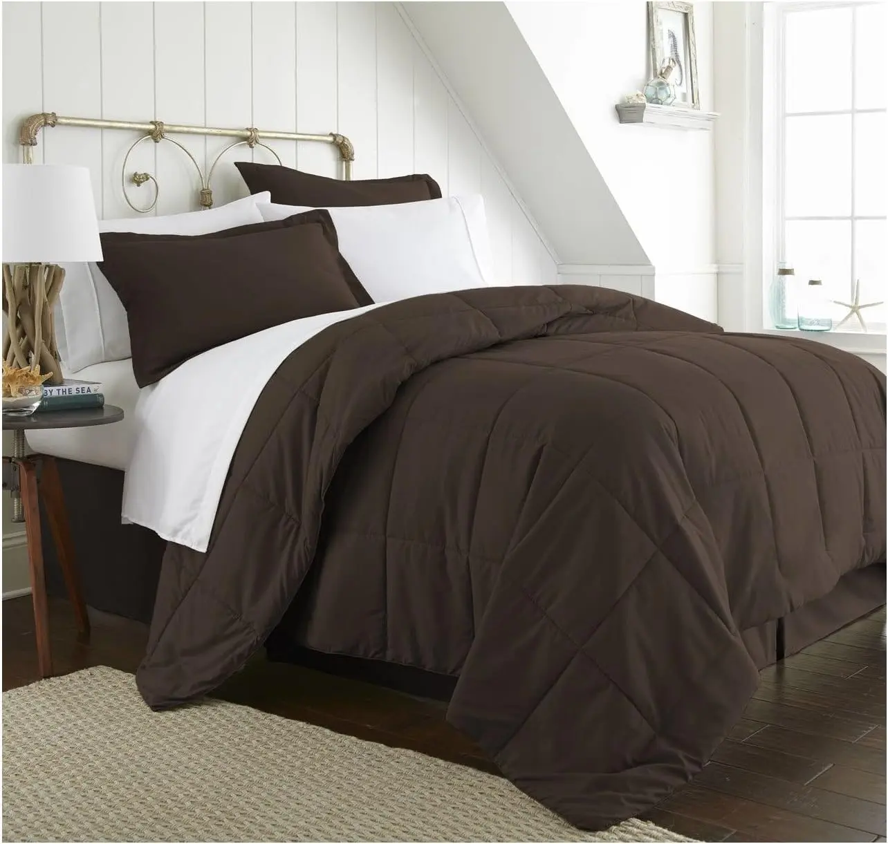 ienjoy Home Classic Oversized Queen-Size Bed-in-a-Bag Bedding Set with Deep Pocket Sheets, Wrinkle-Resistant Breathable Fabric - Available in Chocolate, Sage, Purple, Ivory, Aqua Colors
