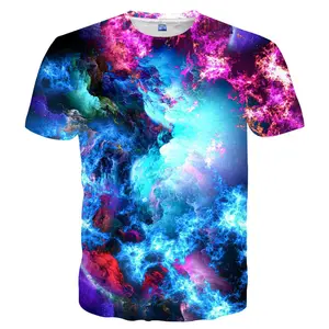 Unisex Neon Nebula Cosmic Galaxy 3D Print T-Shirt – Vibrant Space Casual Tee for Music Festivals, Raves, Adult Daily Wear