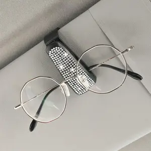 Rhinestone Decor Car Sun Visor Safety Glasses Holder, Multifunctional Car Sun Visor Glasses Holder Clip, Universal Car Interior Accessories, Multifunctional Car Organizer