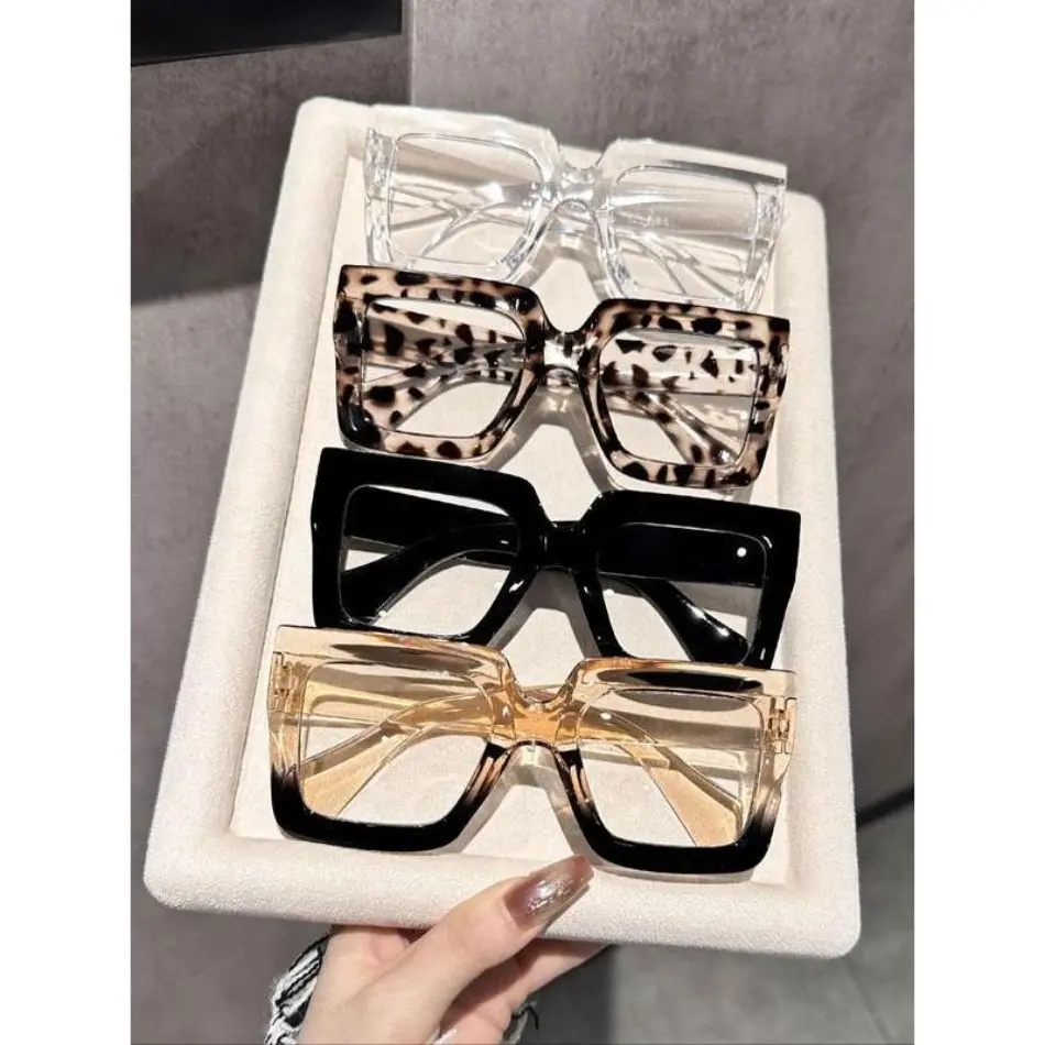 4-Pack Unisex Preppy Sunglasses, Leopard & Ombre Fashionable Frames in High-Quality PC, for Casual Sports & Outdoor Wear, Fashionable Frames Sunglasses, High Quality Sunglasses