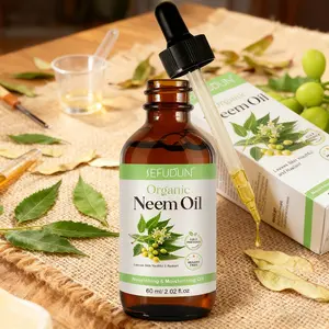 Sefudun Organic Neem Skin Care Oil, Cold Pressed Extraction, Softening & Soothing, Suitable for Massage & Aromatherapy, 60ML
