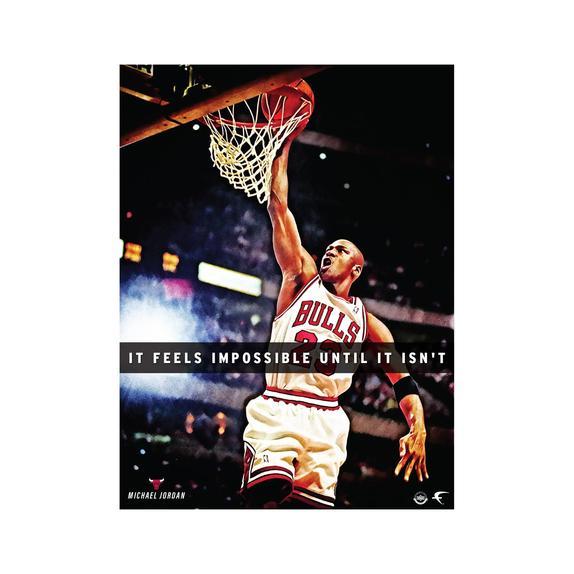 Official NBA Chicago Bulls Michael Jordan Iconic Dunk Motif Reusable Vinyl Peel & Reposition Wall Decal - Easy-Remove Room Decor, Inspirational Home Supplies, Decals Wall Stickers & Murals