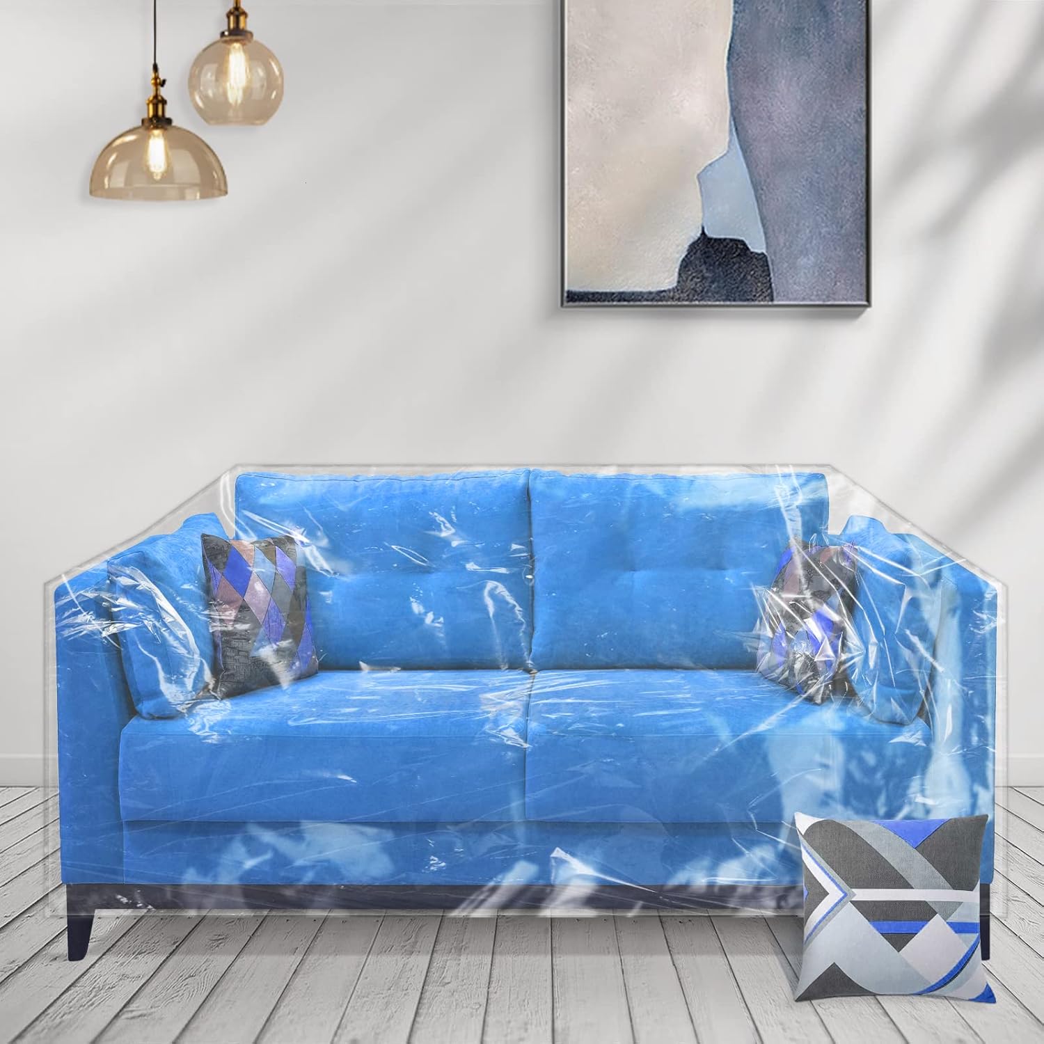 Wokire Plastic Loveseat Cover - 84" W x 40" D x 36" RH x 18" FH - Heavy Duty Vinyl, Waterproof, Slipover - Protects Pets Scratches