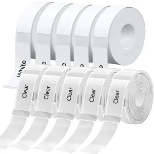 Label Tape (10 Rolls), Transparent Label Tape, Label Tape for Portable Label Printer, Office Stationery & Supplies, Label Maker