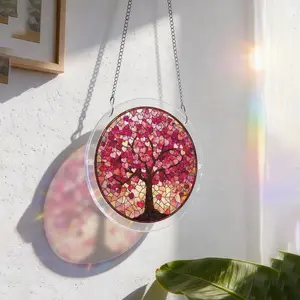 Acrylic Heart Tree Window Hanging Decor, Rainbow Reflector Sun Catcher, Valentine's Day Home Decoration, Balcony/patio Sun Catcher