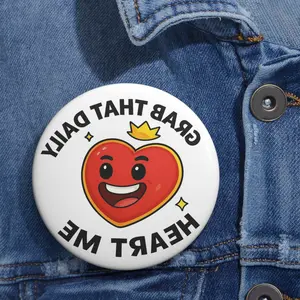 MIRRORED Daily Heart Me Button Various Sizes 1.25", 2.25", 3" | Inspired by TT Live Host Culture | Live Host Pin | Fan Club Pin