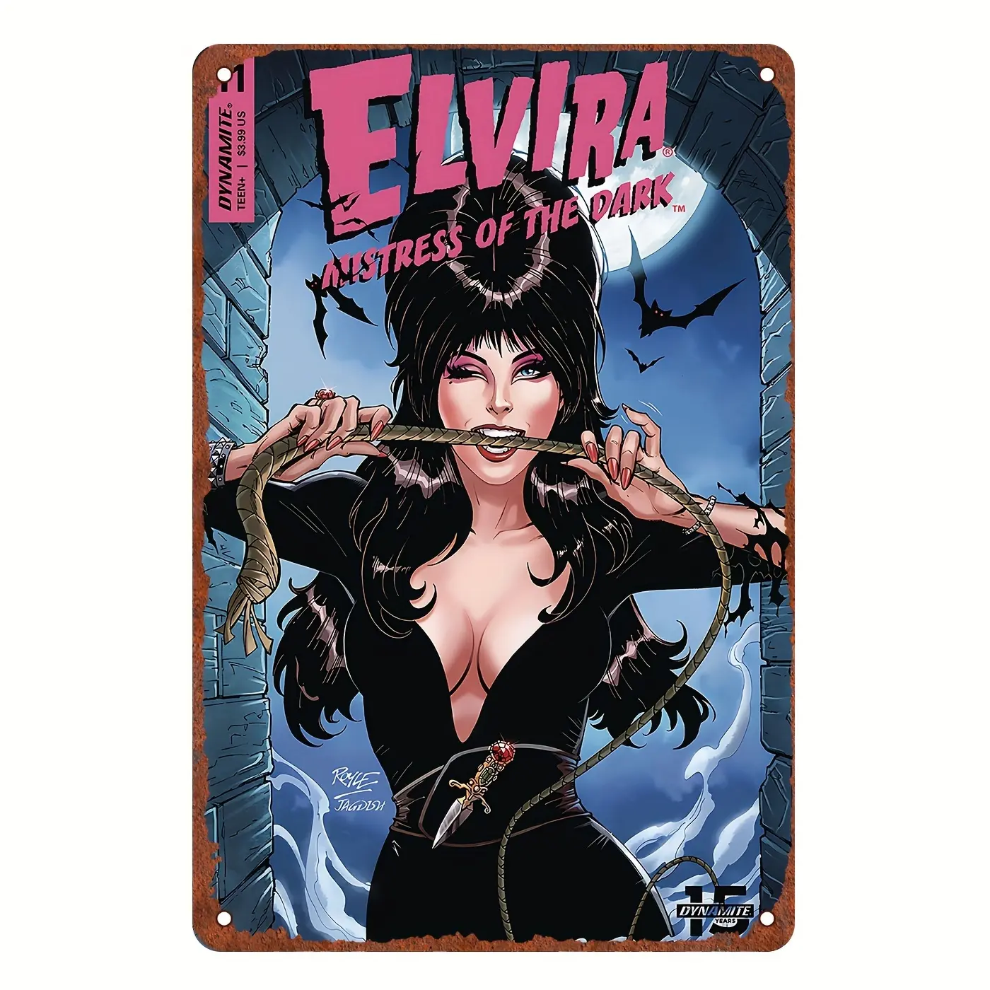 Retro Look Aluminum Elvira Art Wall Print - 8x12 in, Playful Decorative Home Supplies, Whimsical Room Decor