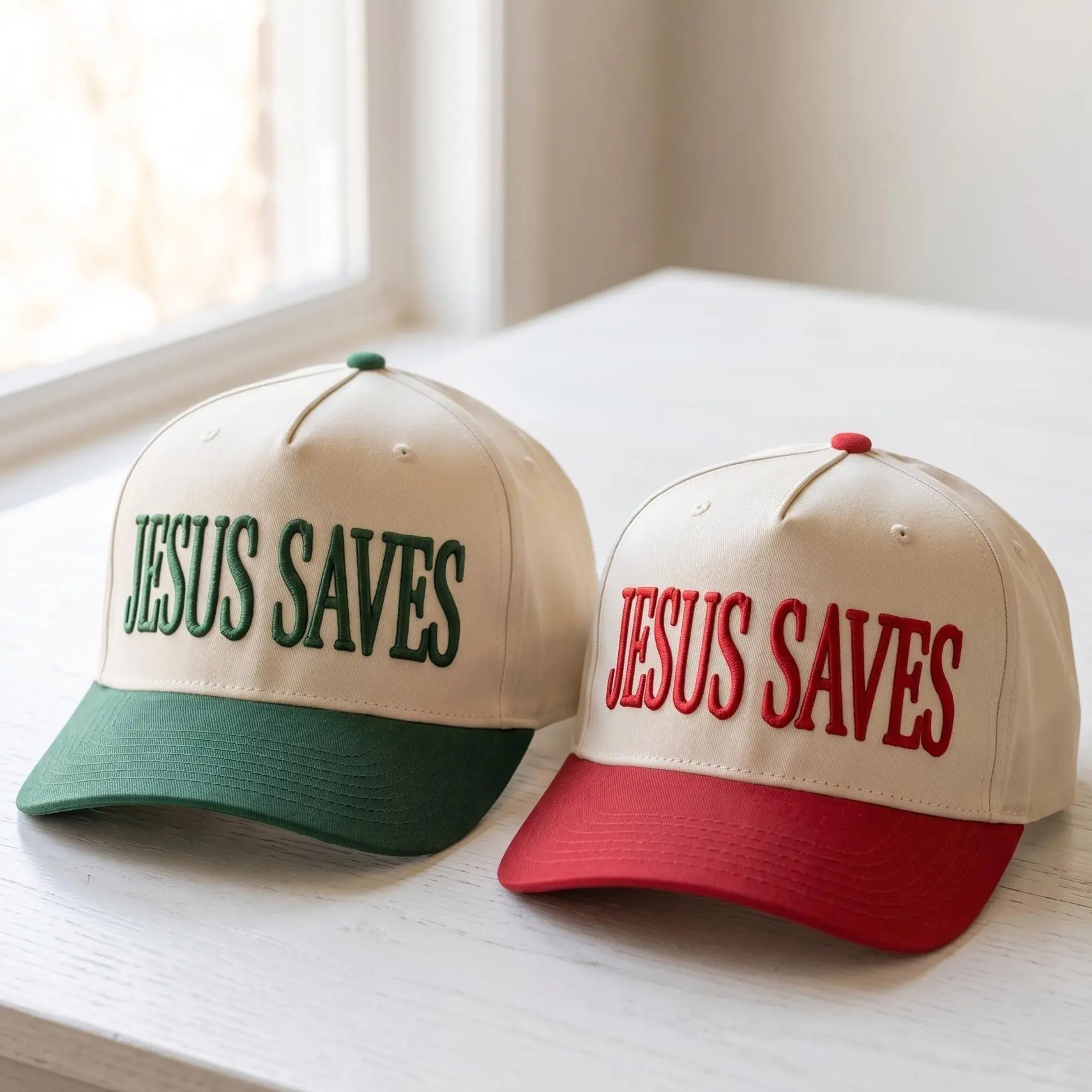Jesus Saves Embroidered Hat Retro Christian Baseball Cap Faith Based Trucker Hat