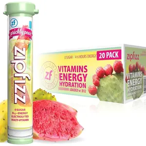 Zipfizz Daily Energy Drink Powder, Prickly Pear, 20 Pack | 3-in-1 Sustained Energy, Rapid Hydration, and Essential Vitamins | Sugar-Free | Electrolyte Powder | Contains Vitamin B-12 & Antioxidants