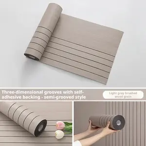 Removable Self-Adhesive Striped Wood Wallpaper Board, Fake Wood Texture Wall Covering, Ideal for Bedroom TV Background, 15.75x118.11 Inches