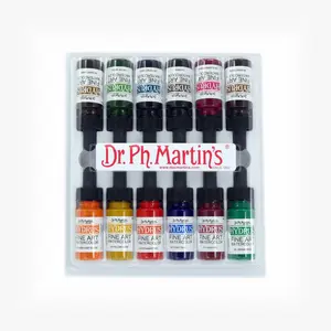 Dr. Ph. Martin's Hydrus Fine Art Watercolor (Set 2) Watercolor Set, ½ US fl oz, 1 Set of 12 Bottles