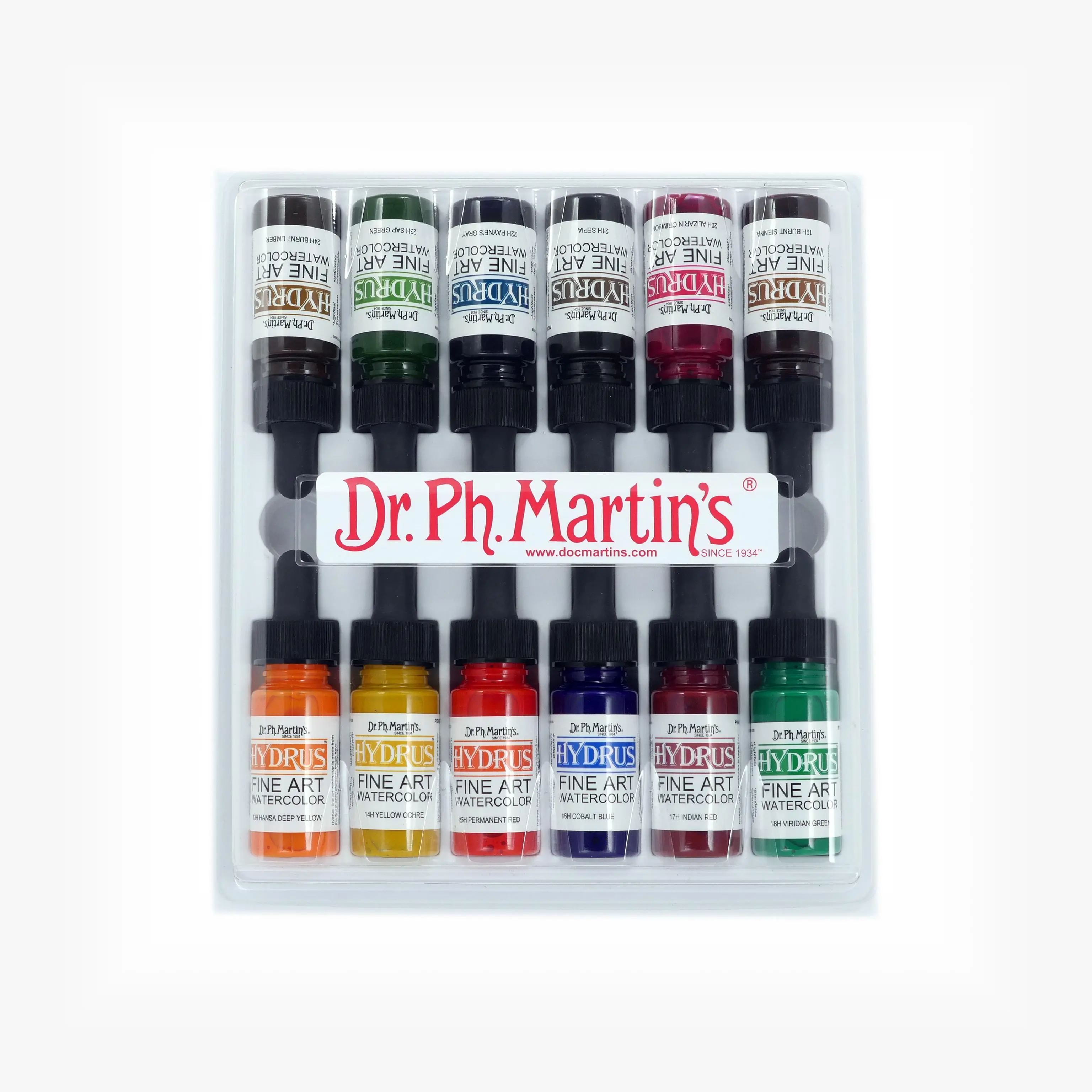 Dr. Ph. Martin's Hydrus Fine Art Watercolor (Set 2) Watercolor Set, ½ US fl oz, 1 Set of 12 Bottles