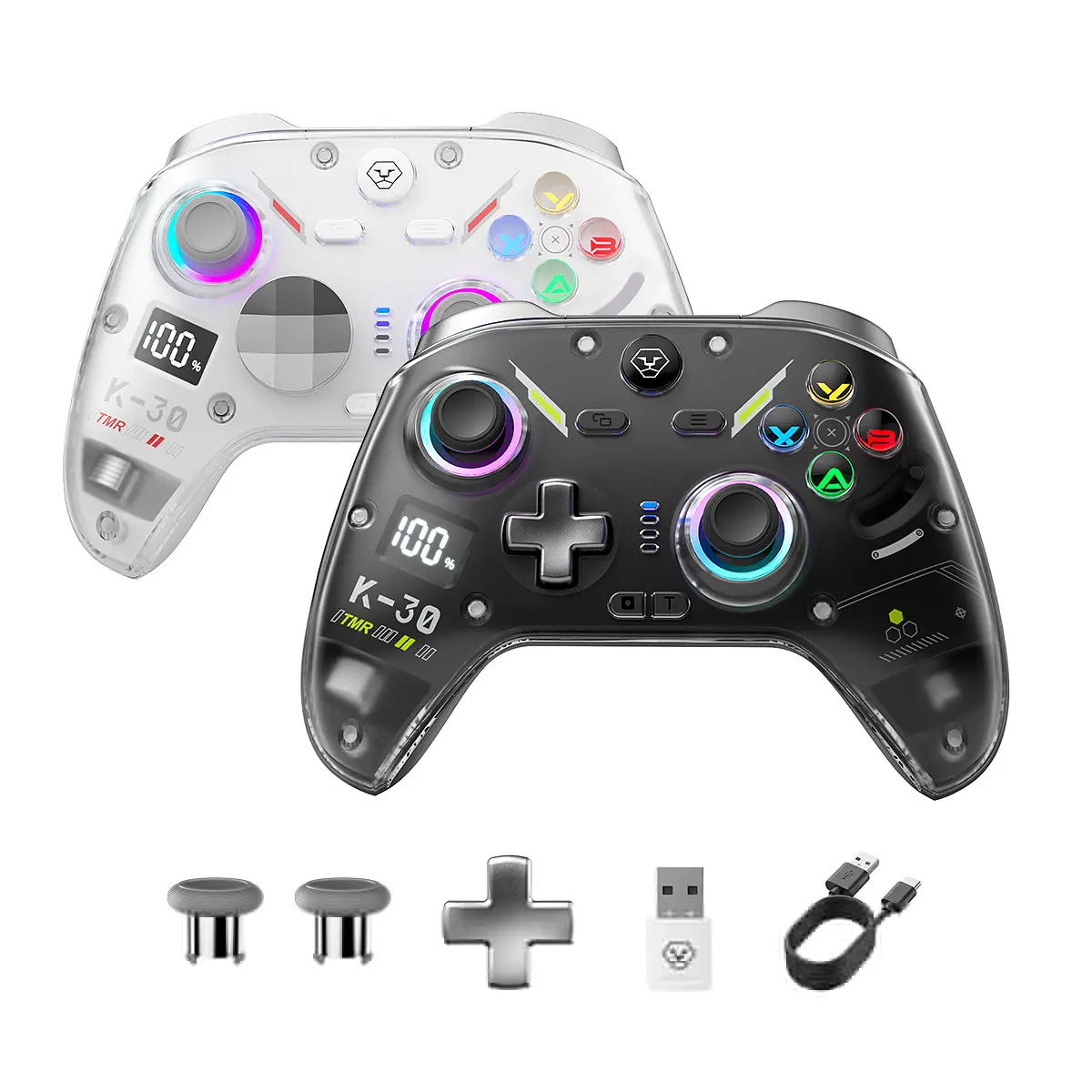 AOLION K30 Wireless Game Controller (Not for PlayStation/Xbox) - TMR Anti-Drift Joysticks, Switchable ABXY Layout, Mechanical & Linear Trigger Modes, Dual-Height Thumbsticks, Compatible with Switch, PC, iPad & Android