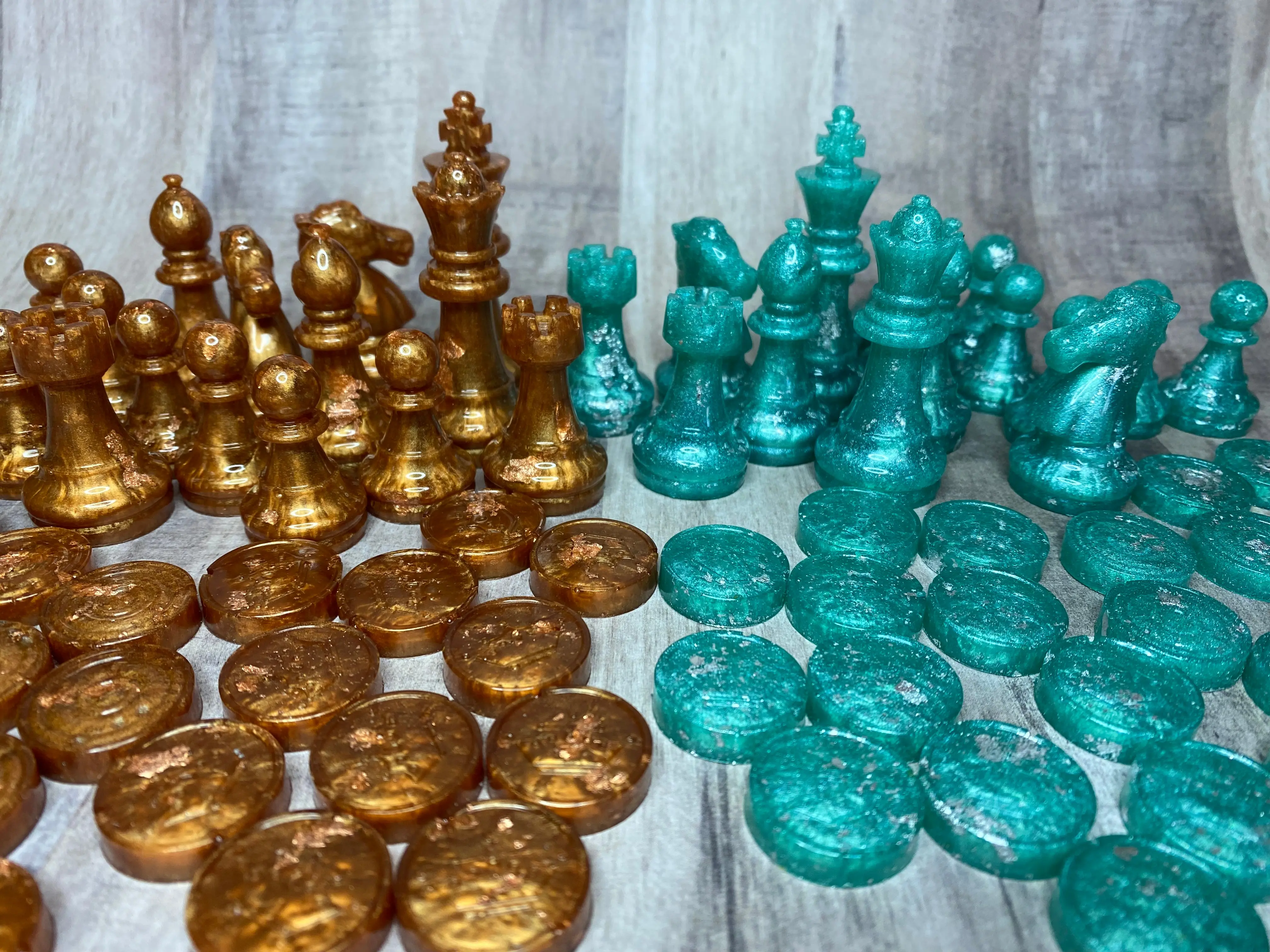 Chess Pieces 3 Sizes - Checkers Pieces 2 Sizes - Pre Made Resin