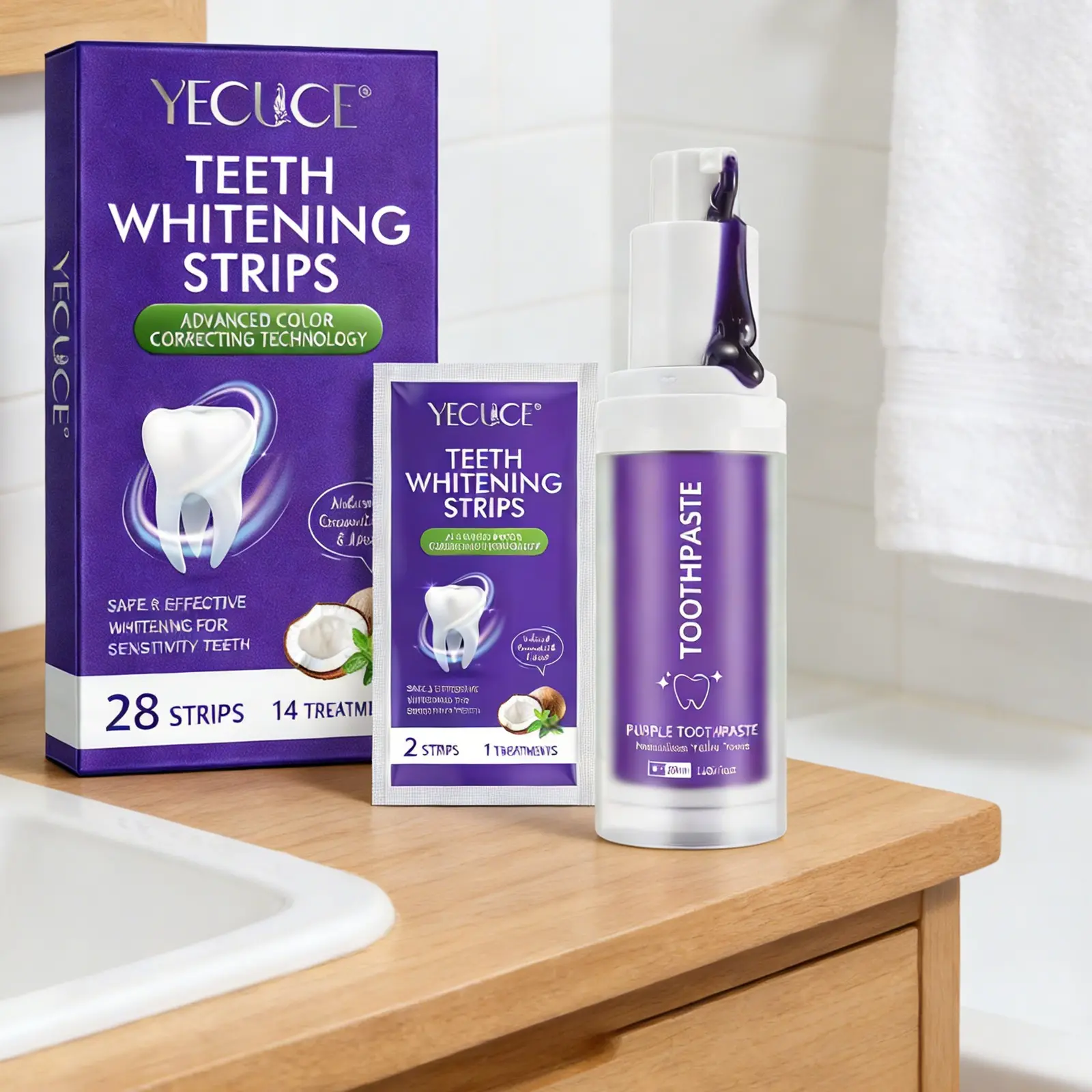 Yecuce Whitening Toothpaste 30ML + Teeth Stain Remover, Mint Fresh, Safe Daily Use, Travel Size, Perfect for Coffee Lovers, Teeth Whitener, Teeth Brightener, Teeth Brightening