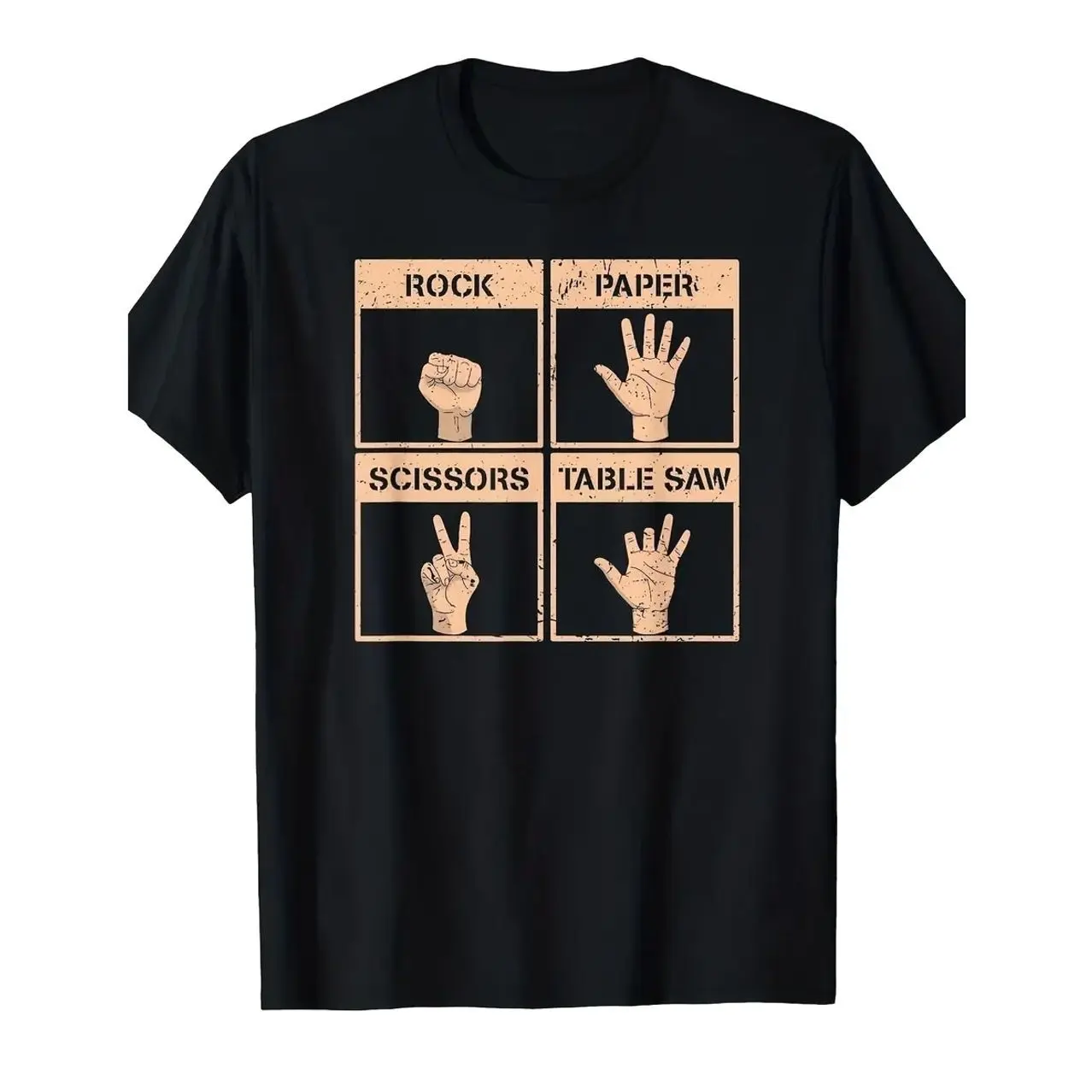 Women's Casual Vintage Style Knit Short Sleeve Round Neck Construction Worker T-Shirt - 'Rock Paper Scissors Lizard Spock' Missing Fingers Graphic Piece, Comfortable Day Apparel, Perfect Gift for Builders 9WY