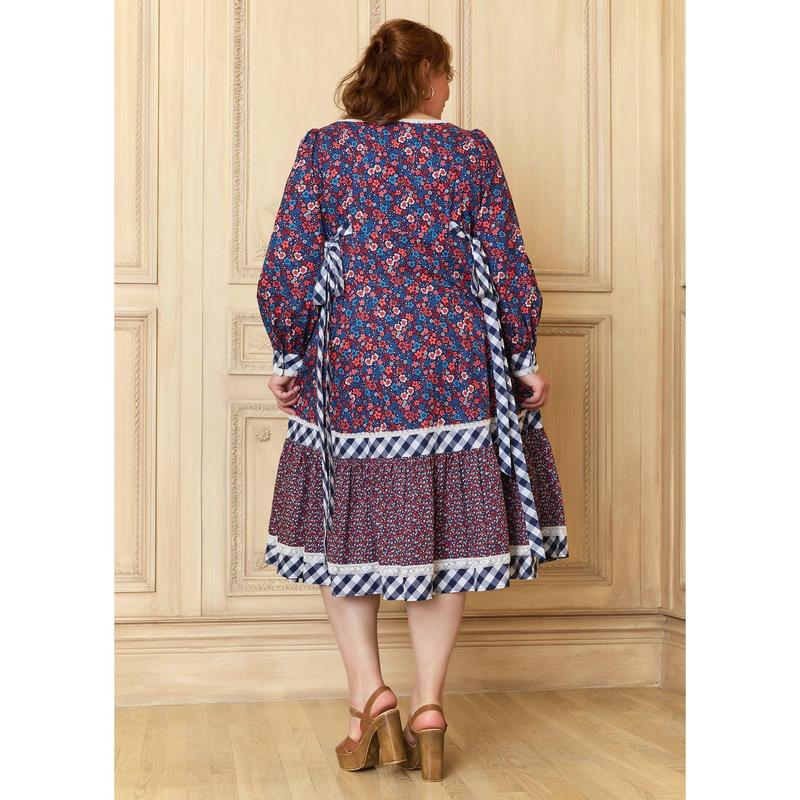 GUNNE SAX for ModCloth Veronica Midi Dress 100% Cotton Floral Print Long Sleeve Button Front (XS-4X)