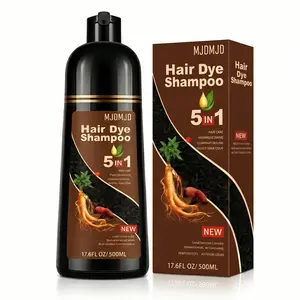 MJDMJD 5-in-1 Hair Color Shampoo for Gray Hair,  Instant Black Hair Dye for Men & Women, Shiny & Nourishing Formula, 17.6 fl.oz
