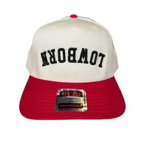 LOWBORN Upside Down Hat 2 Tone Otto Cream Red 3D Puff Foam LOWBORN Logo One Size Fits Most Classic Snapback