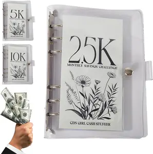 12-Month Envelopes Money Saving Challenge Binder, Budget Binder With Cash Envelopes, 2.5K/5K/10K Dollars Cash Loose Leaf Savings Book, for Fun Money Saving Challenge (2.5K)