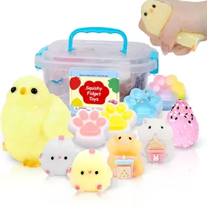 10 Pack Taba Squishy Toys kit with Toy Box & Cute Stickers, Kawaii taba Squishies Stress Relief Toys Party Favors for Kids 4-8 8-12, Squishy Fidget Toys for Kids ，Easter Gifts Easter Basket Stuffers