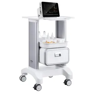 VEVOR 2 Tiers Lab Carts, Lab Utility Cart with 1 Drawer 1 Top Tray, Mobile Medical Cart with ABS Material, Lab Rolling Cart with 4 Silent Wheels for Lab, Clinic, Hospital, Salon, White