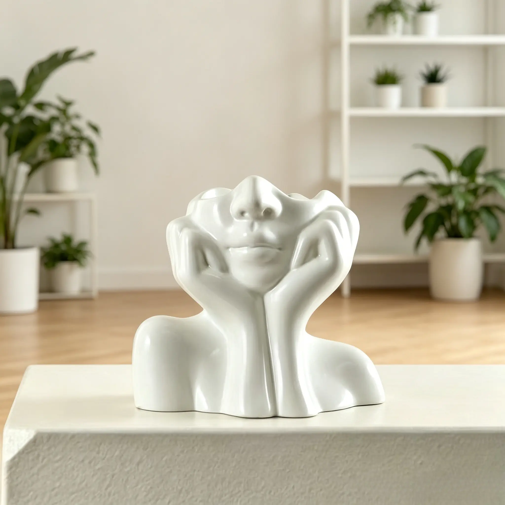 Aesthetic Bust‑Shaped Storage Holder, White Ceramic Makeup Brush Organizer, Multi‑Functional Desk Pen Holder, Waterproof Easy‑to‑Clean Vanity Decor for Home Use, Desk Accessories
