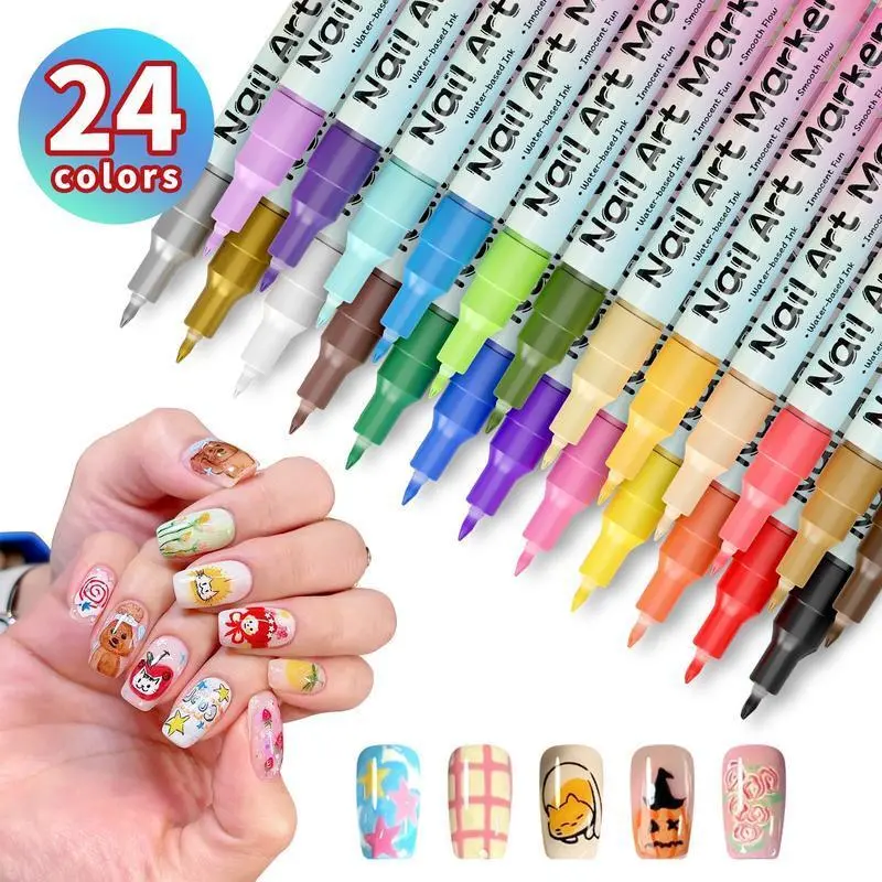 【UPGRADED】12 Color 3D Nail Art Pens Set, 0.5MM Nail Pens Nail Point Graffiti Dotting Pen Drawing Painting Liner Brush for DIY Nail Art Beauty Adorn Manicure Tools