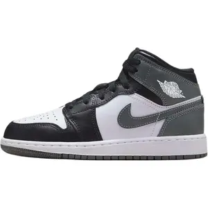 Jordan Air Jordan 1 Slip-Resistant Cushioning Mid-Top Kids' Running Shoes Black Gray Color Kids' DQ8423-001