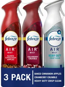 3 Pack Air Mist Holiday Air Freshener Spray, Odor-Fighting Room Spray, 3 Scents, 8.8oz