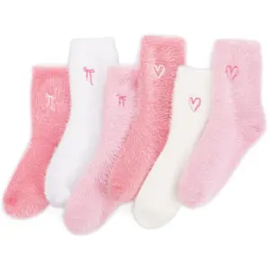 Womens Fuzzy Socks Bow Cute Animal Girls Slipper Sock Funny Winter Cozy Fluffy Warm Socks Home Sleeping