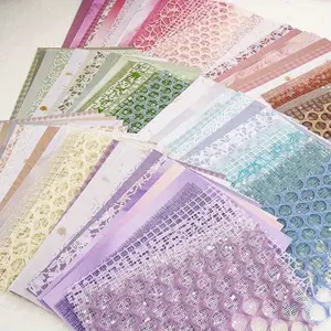 90 Sheets Scrapbook Paper and Mesh Fabric Assorted Set - Mixed Scrapbook Paper & Textured Paper Decorative Buttons for Scrapbooking Planner Junk Journal Supplies Collage