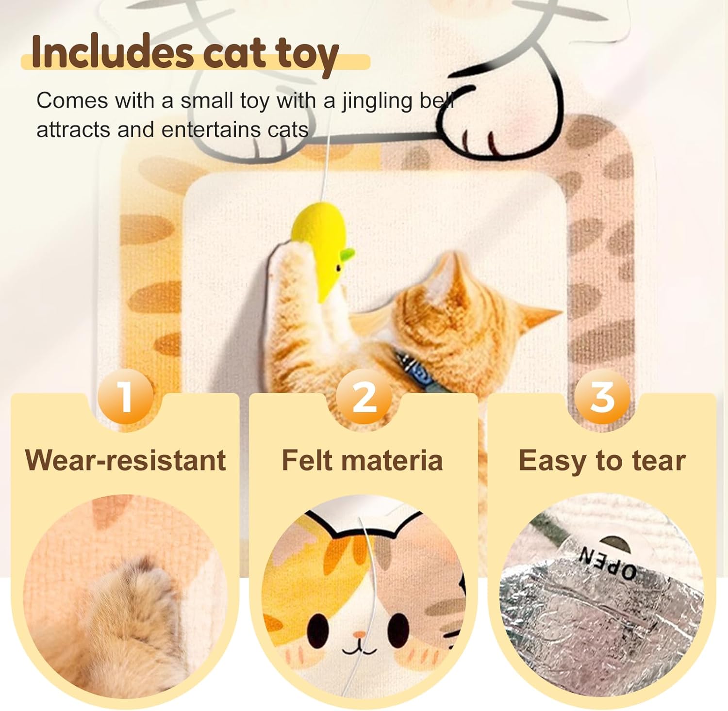 Buy 1 Get Free Toy Mouse Wall Mounted Cat Scratching Board Thickened Durable Wear Resistant Furniture Protector For Walls Sofas Cabinets Doors Glass Cat Tree Tower Scratcher For Kittens And Adult Cats