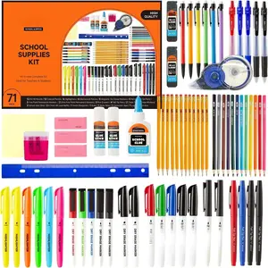 71 Pack School Supplies Kit, Back to School Supplies for Teachers, Middle High Schools, College School Supplies with Highlighters, Pencils, Gel Pens, Dry Erase Markers, Felt Tip Pens, Glue
