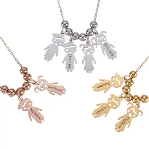 Family Girl Boy Pendant Necklace