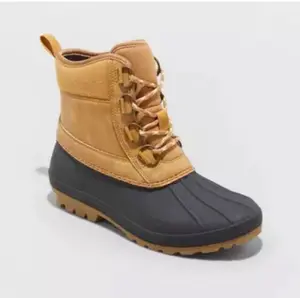 Women's Rubber Lace-Up Ankle Boot Footwear - Tiffy Duck Winter Shoe, Tan/Black, Size 10