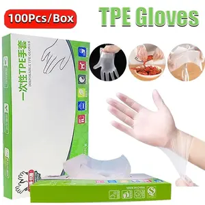 Disposable TPE Cooking Gloves, Ideal for Cleaning and Food Prep, Latex & Powder Free, Food safe,100pcs