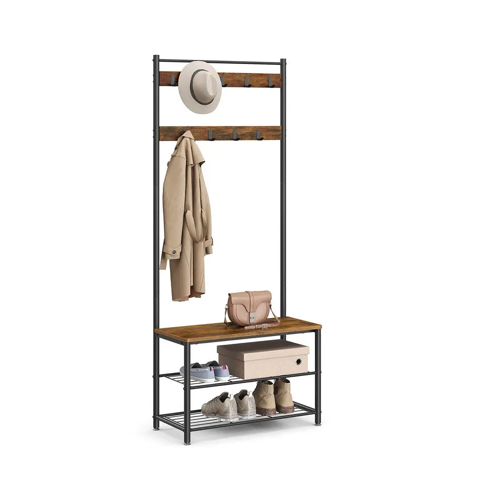 VASAGLE Coat Rack, Hall Tree with Shoe Storage Bench, Entryway Bench with Shoe Storage, 3-in-1, Steel Frame, for Entryway,  Industrial, Entryway Coat Rack, Clothes Storage