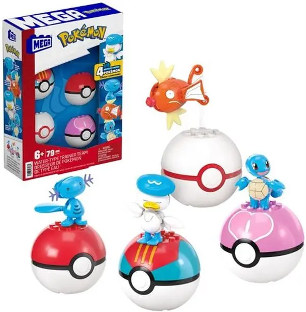 MEGA BLOKS Pokemon: Water-Type Trainer Team, 79 Piece Buiding Toy Set  [COLLECTIBLES] Brick